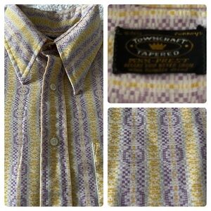 Vintage Pennys Towncraft Tapered Men’s Short Sleeve Geometric Button Shirt 16